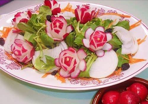 تزیین سبزی خوردن مجلسی در سبد عروس با تربچه تک نفره